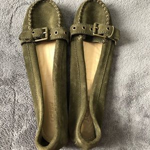 NWOT J. Crew olive suede flats/loafers, 9